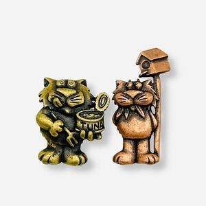 JJ Jonette Brooch LOT Gold‎ Copper Cat Pin Kitten Kitty Tuna Bird Birdhouse